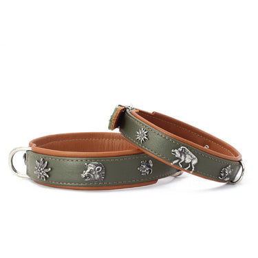 Hundhalsband läder Waldsheriff – Khaki & Cognac – Maul Ledermanufaktur