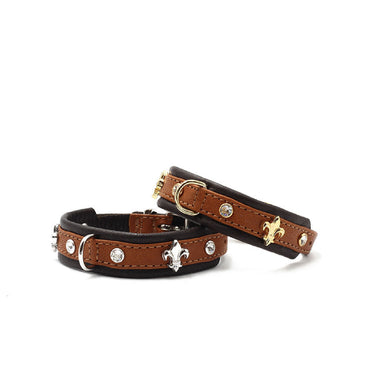 Hundhalsband läder Mini Fleur – Maul Ledermanufaktur