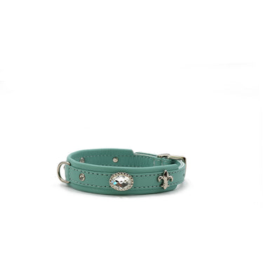 Hundhalsband läder Mini Diamond – Mint