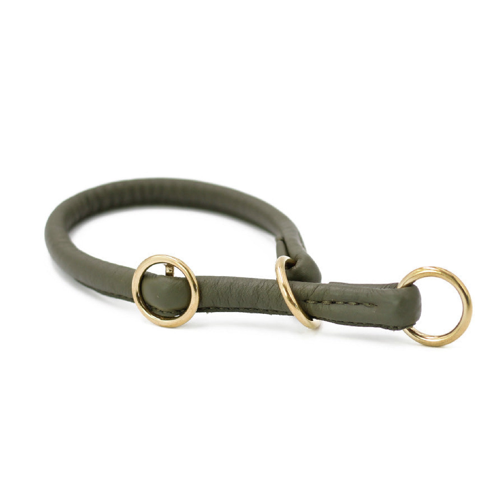 Hundhalsband läder Rundsytt Gold – Maul Ledermanufaktur
