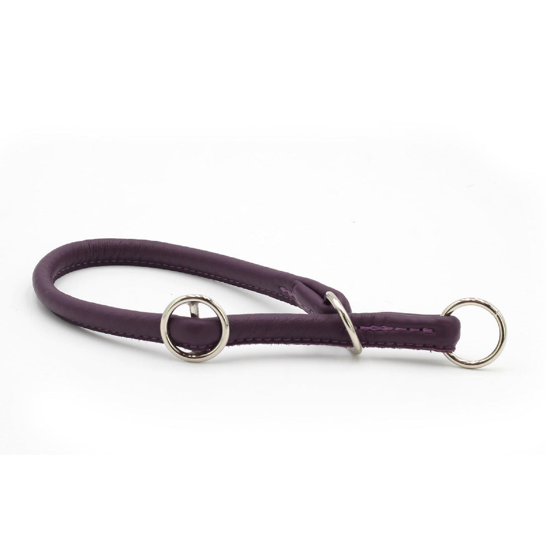 Hundhalsband läder Rundsytt Silver – Maul Ledermanufaktur