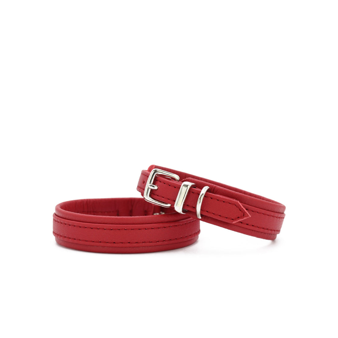 Hundhalsband läder Mini Klassisk Soft – RöD