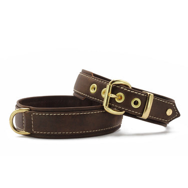 Hundhalsband läder Klassik Old English, Brunt – Maul Ledermanufaktur