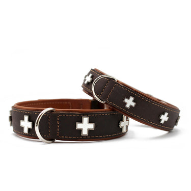 Hundhalsband läder Schweizer Kreuz – Maul Ledermanufaktur