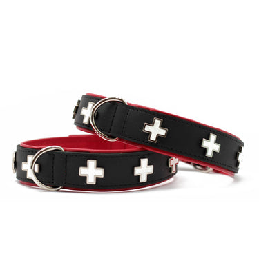 Hundhalsband läder Schweizer Kreuz – Maul Ledermanufaktur
