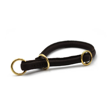 Hundhalsband läder Rundsytt Gold – Maul Ledermanufaktur
