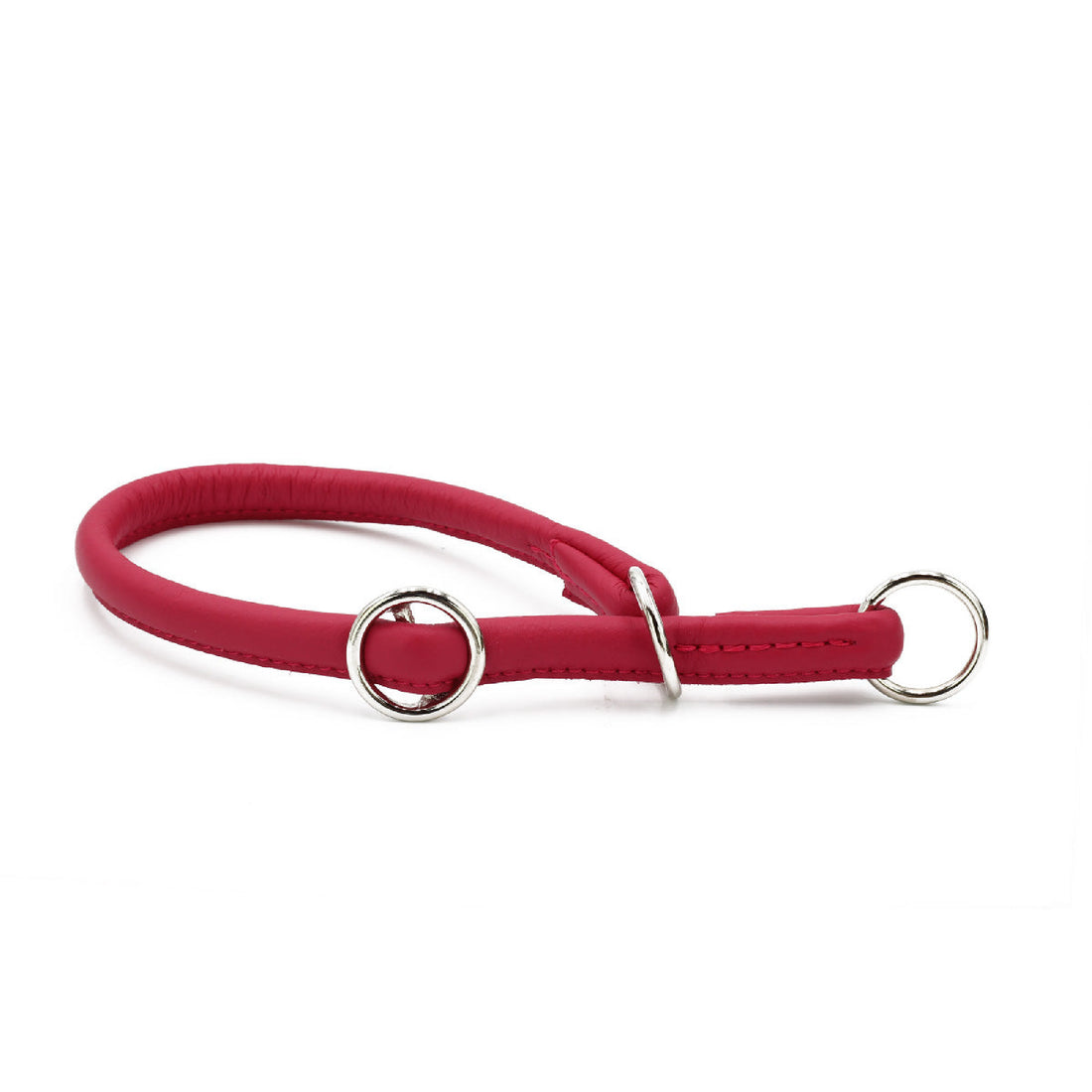 Hundhalsband läder Rundsytt Silver – Maul Ledermanufaktur