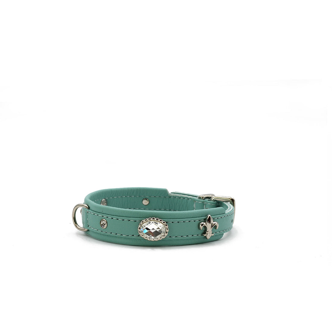 Hundhalsband läder Mini Diamond – Mint