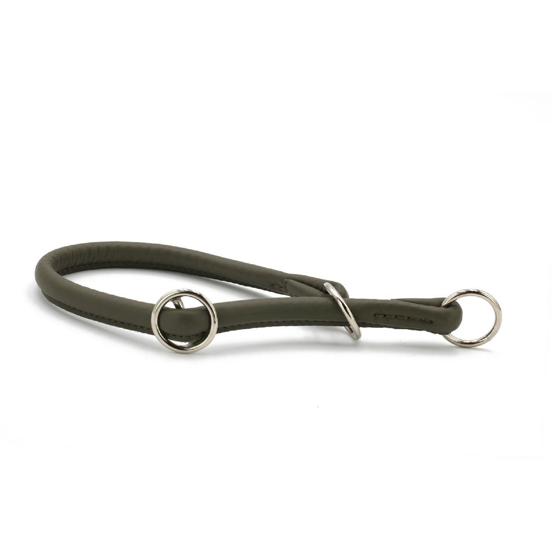 Hundhalsband läder Rundsytt Silver – Maul Ledermanufaktur