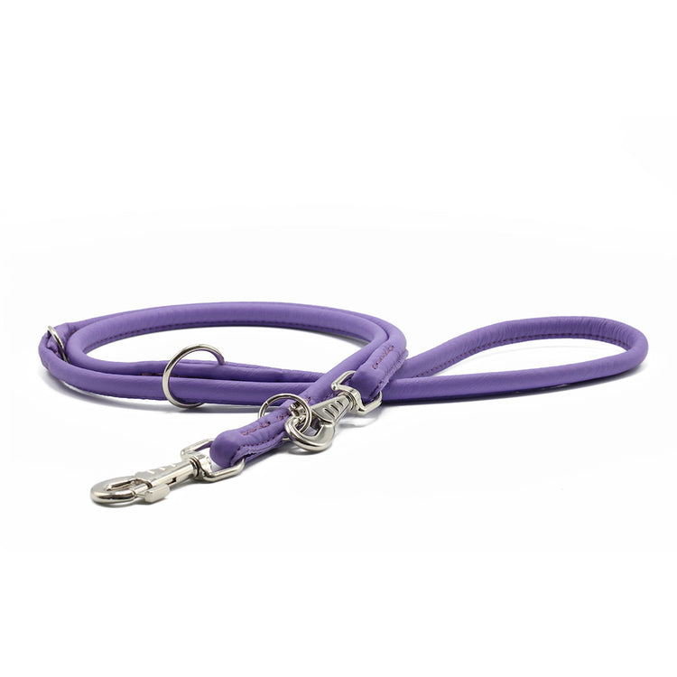 Hundkoppel läder Rundsytt Holi Color 200 cm – Lila