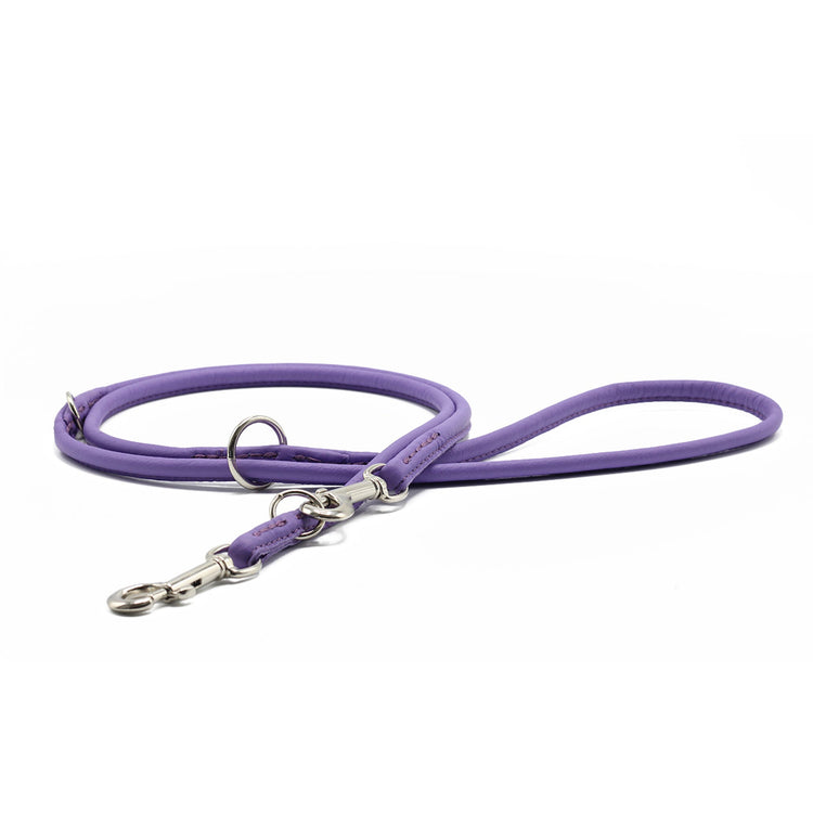 Hundkoppel läder Rundsytt Holi Color 200 cm – Lila