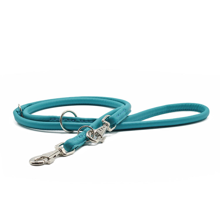 Hundkoppel läder Rundsytt Holi Color 200 cm – Turkos