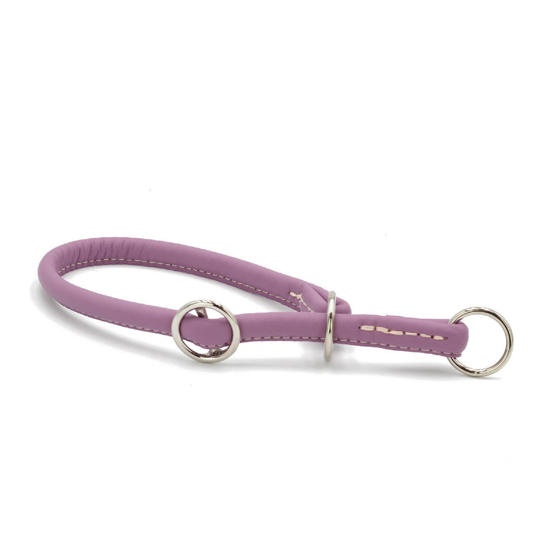 Hundhalsband läder Rundsytt Silver – Maul Ledermanufaktur