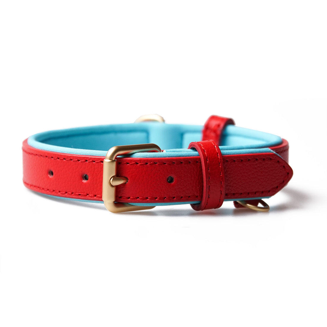 Hundhalsband Lou Red Blue med namnbricka Don Lorino