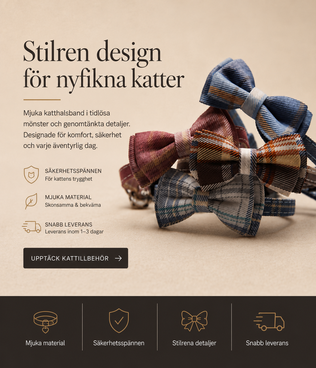 Katt med katthalsband och namnbricka