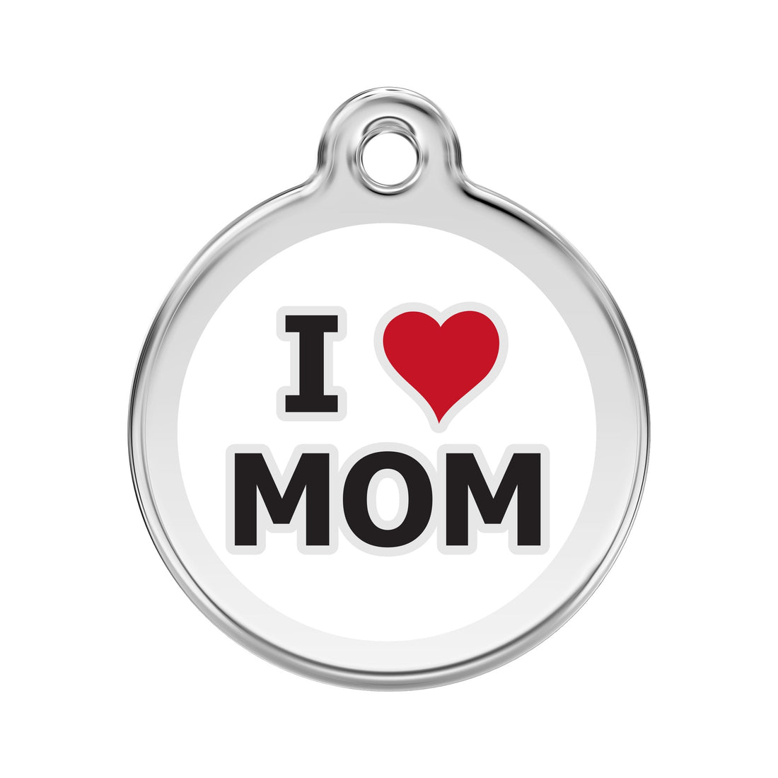 Namnbricka Gravyr I Love Mom vit