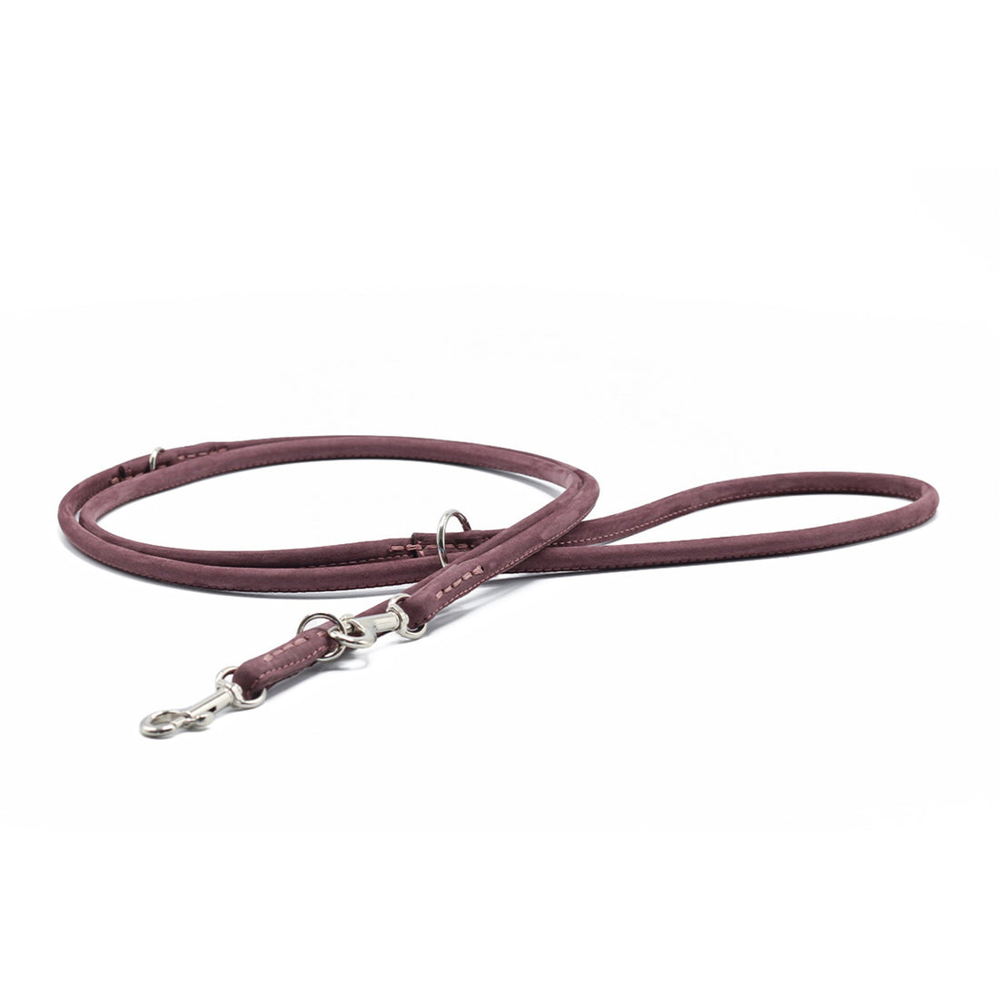 Hundkoppel läder Rundsytt 200 cm – Aubergine